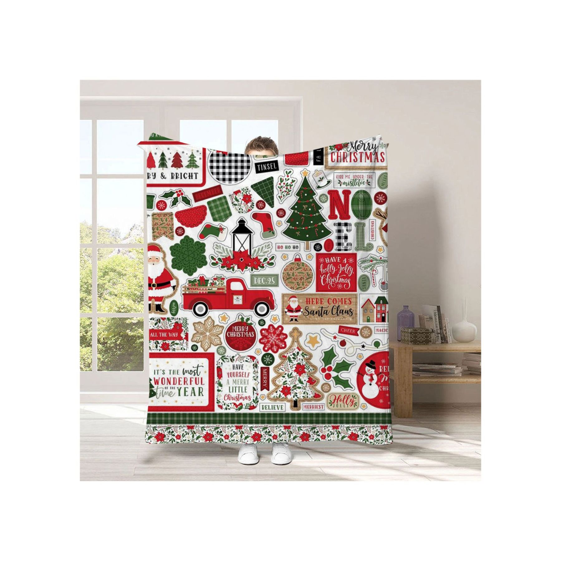 Cartoon Home Flannel Blanket: A Festive Christmas Gift for Cozy Celebrations