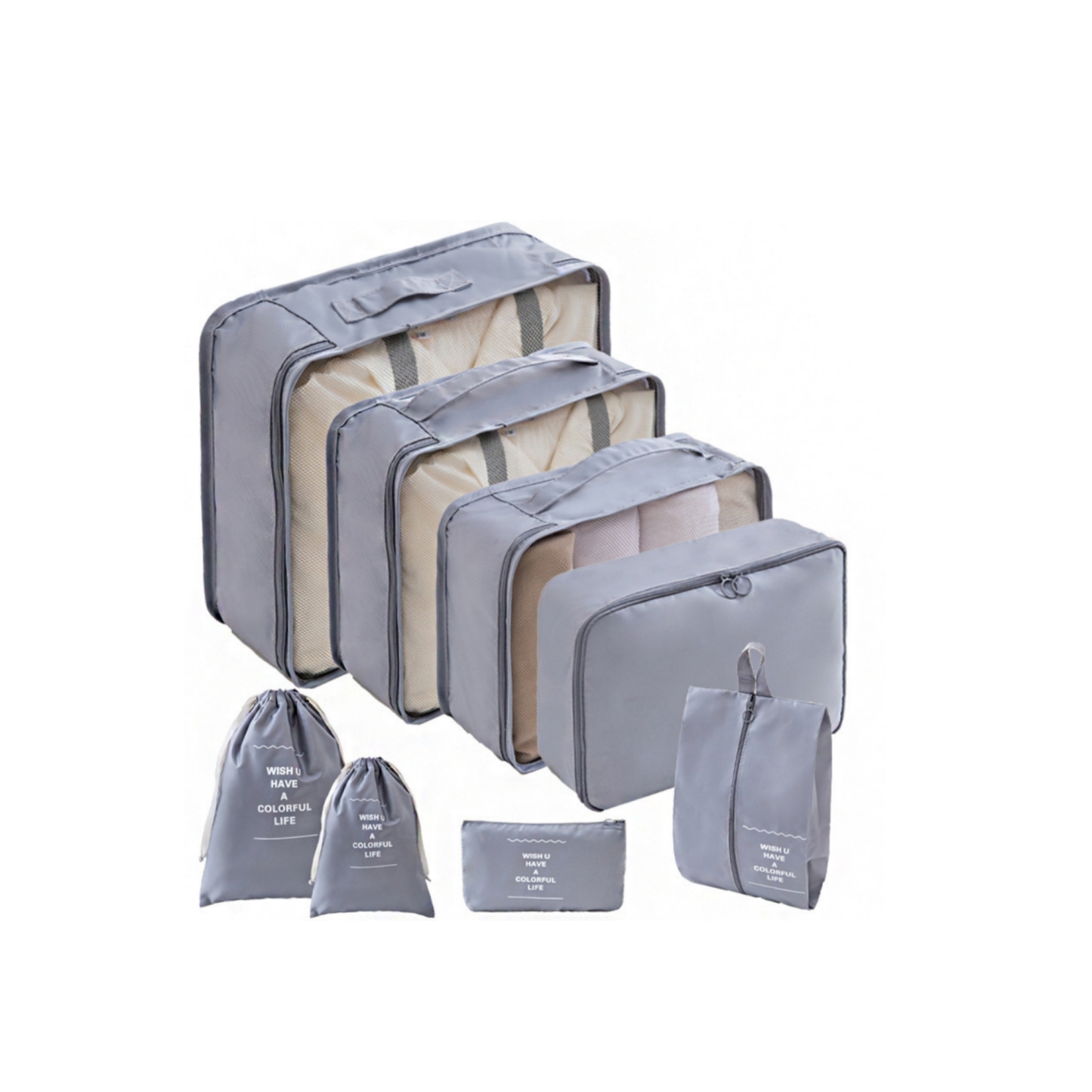 8-Piece Travel Storage Set: Includes Multifunctional Bags for Clothing Organization and Digital Storage Pouches