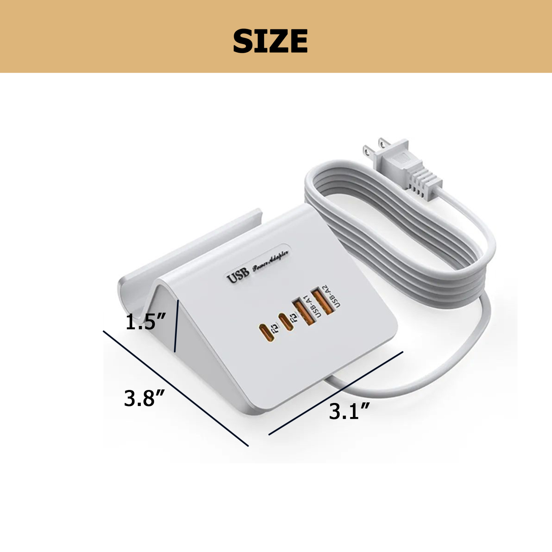  Compact Multi-Port USB Charger with Bracket - 45W Power