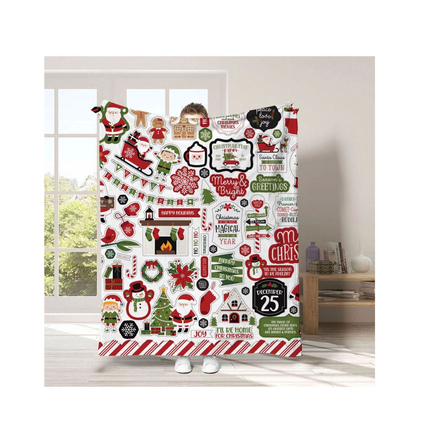 Cartoon Home Flannel Blanket: A Festive Christmas Gift for Cozy Celebrations