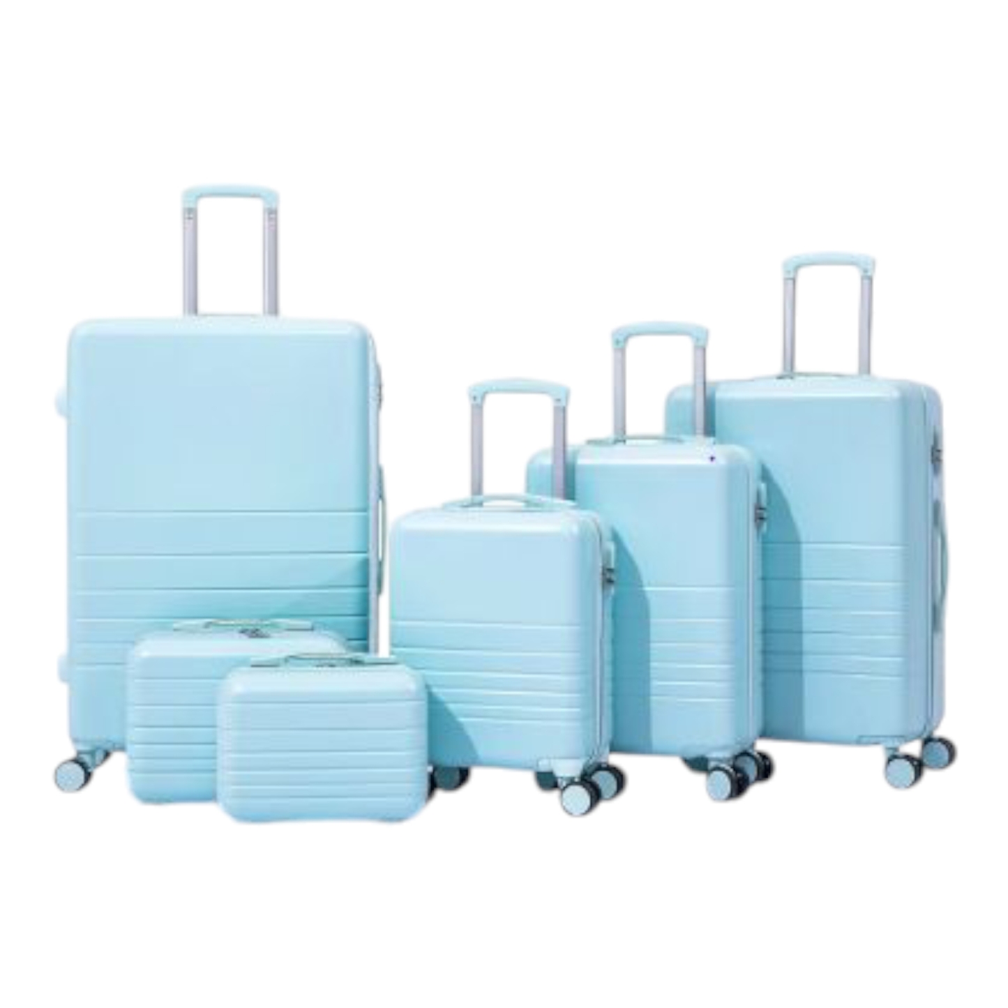  Custom ABS Carry-On Luggage Set, 6-Piece Hardshell Travel Bags with Spinner Wheels.                                  