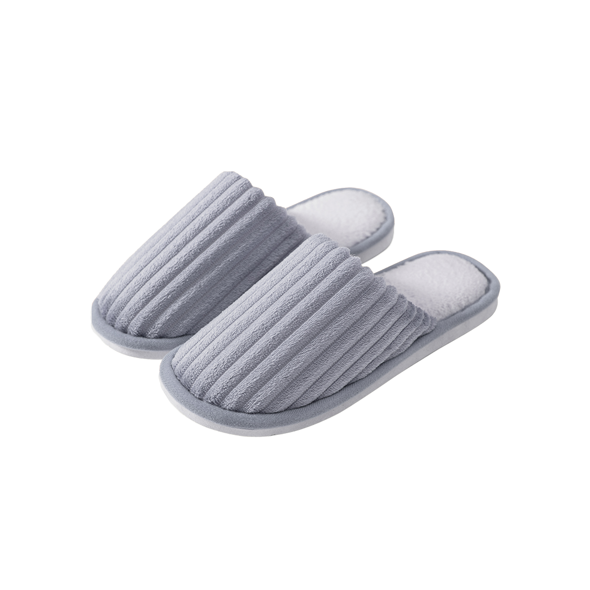 Plush Unisex Striped Cotton Slippers