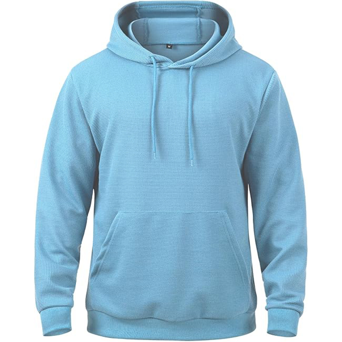 MANSDOUR Men's Casual Long Sleeve Waffle Knit Hoodie: Drawstring Pullover Sweatshirt with Pocket
