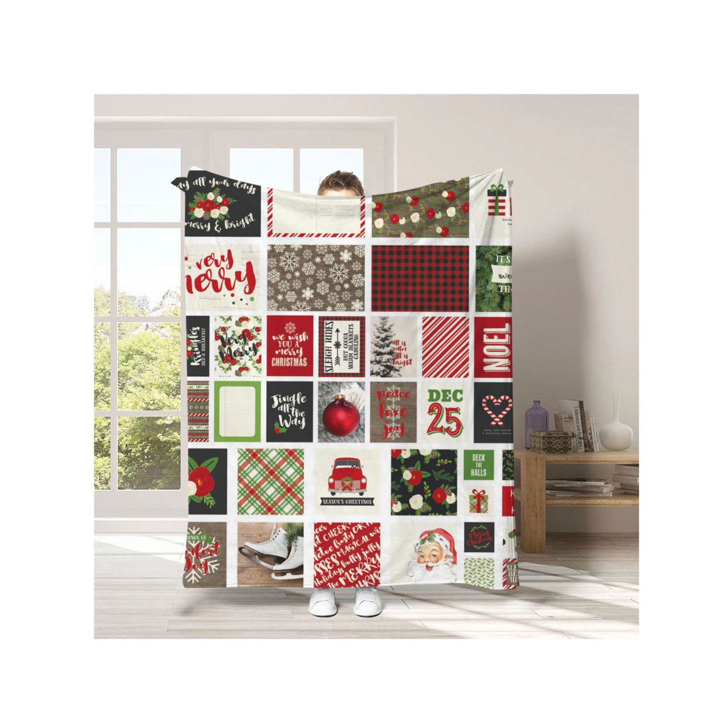 Cartoon Home Flannel Blanket: A Festive Christmas Gift for Cozy Celebrations