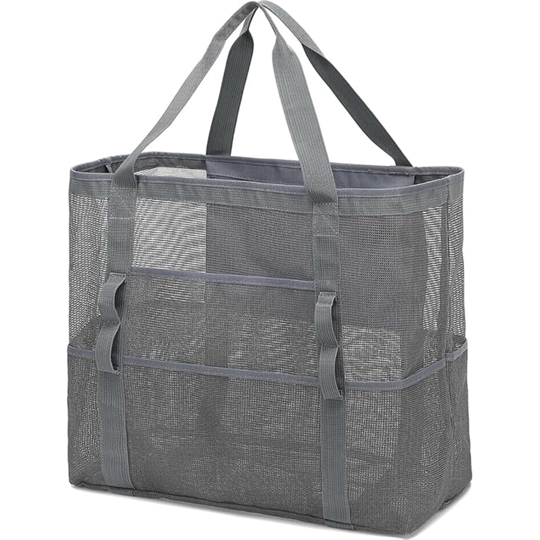 KPX Mesh Beach Tote: Large Foldable Mesh Pool Bag for Women with Small Pockets – Sandproof & Waterproof