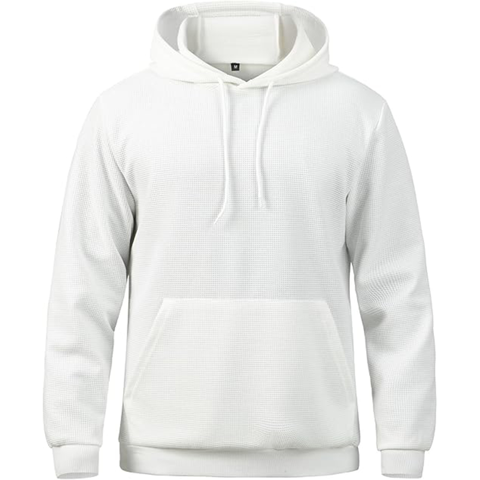 MANSDOUR Men's Casual Long Sleeve Waffle Knit Hoodie: Drawstring Pullover Sweatshirt with Pocket