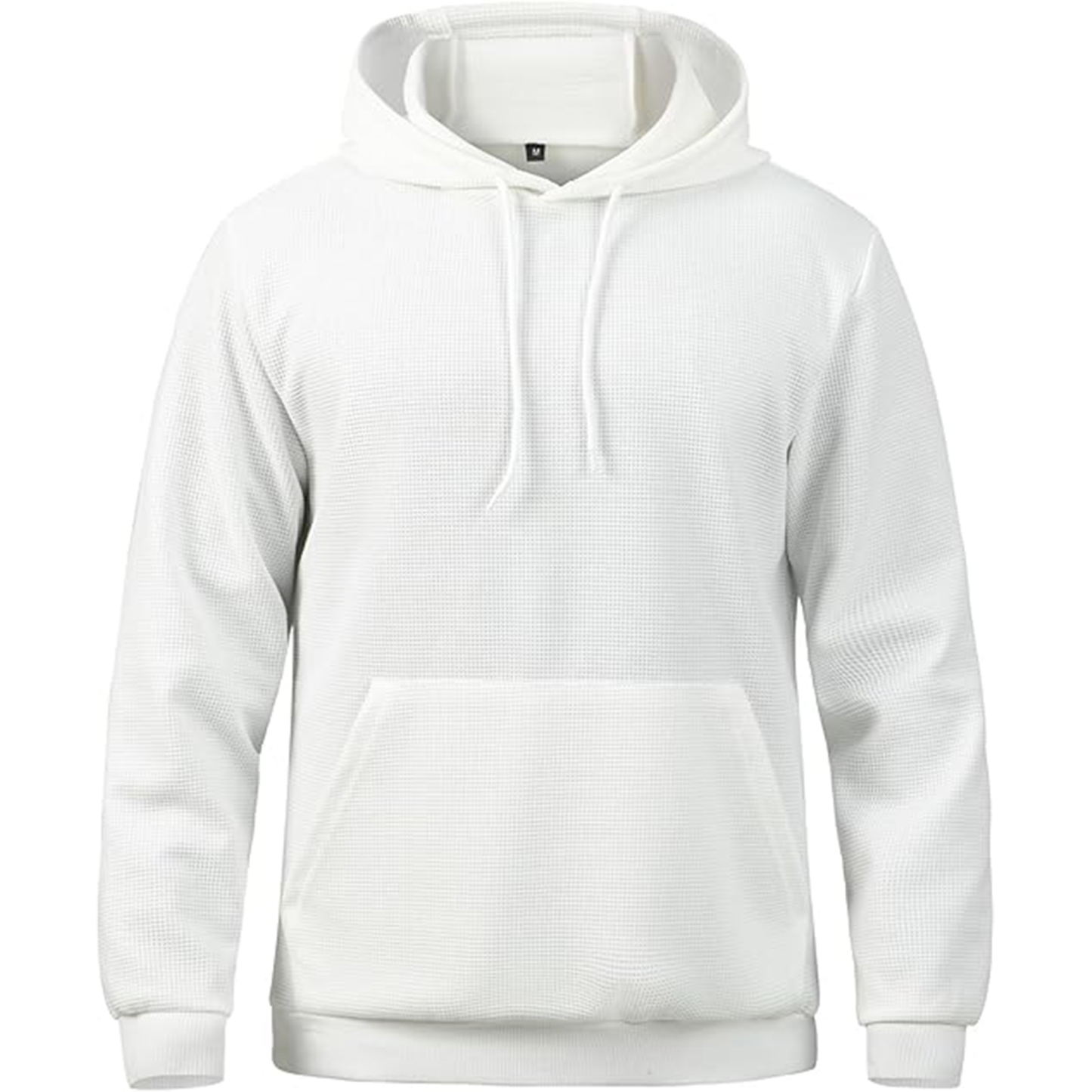 MANSDOUR Men's Casual Long Sleeve Waffle Knit Hoodie: Drawstring Pullover Sweatshirt with Pocket