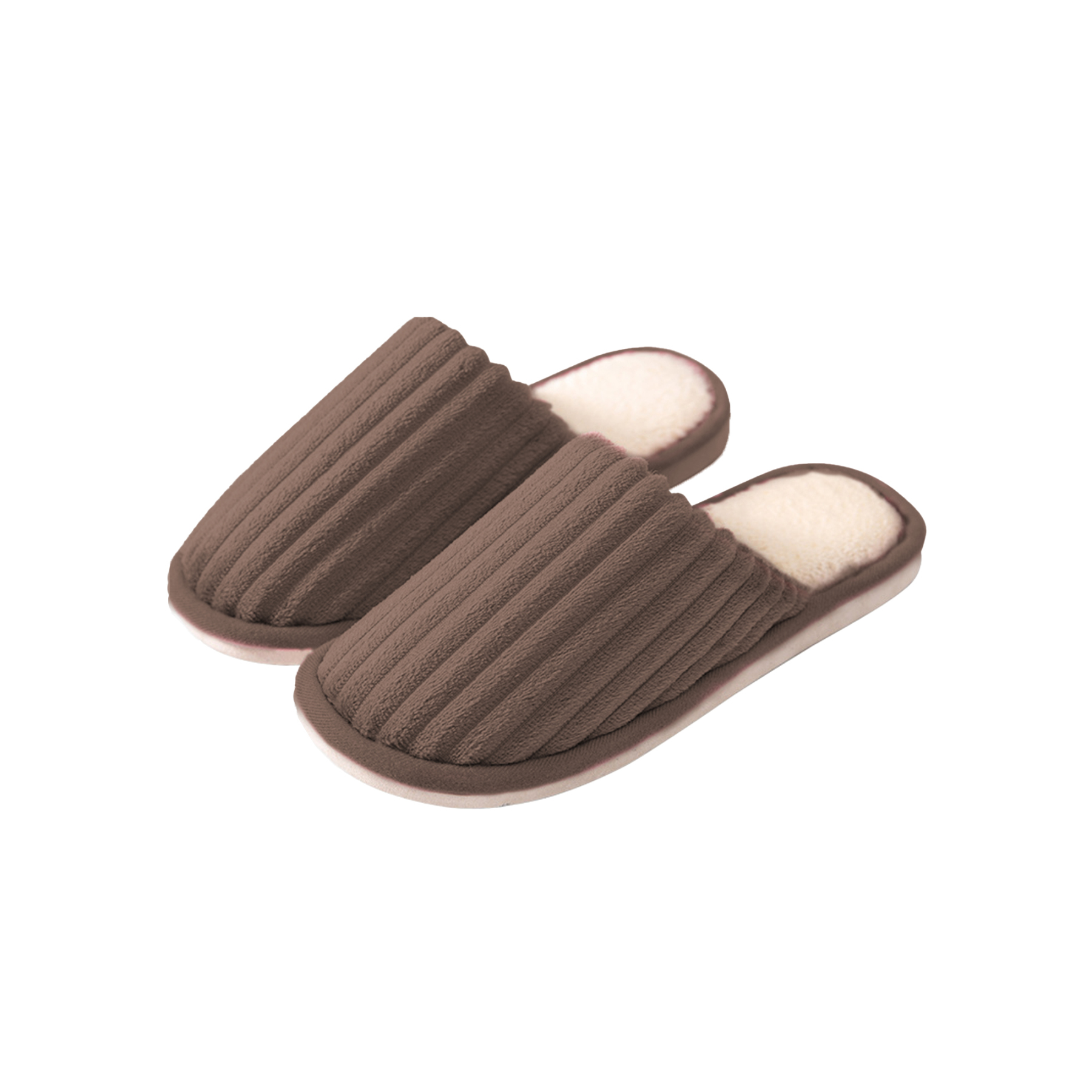 Plush Unisex Striped Cotton Slippers