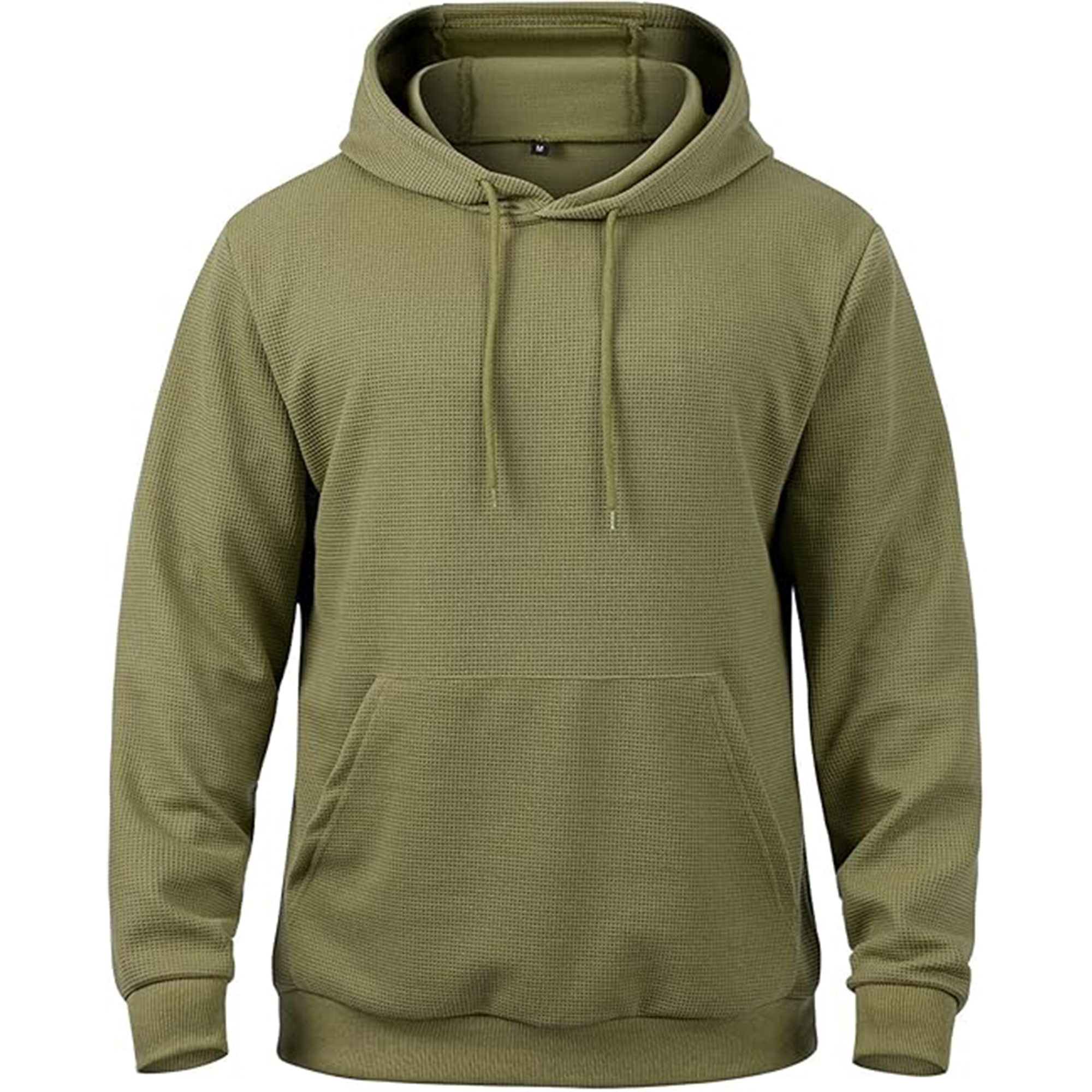 MANSDOUR Men's Casual Long Sleeve Waffle Knit Hoodie: Drawstring Pullover Sweatshirt with Pocket