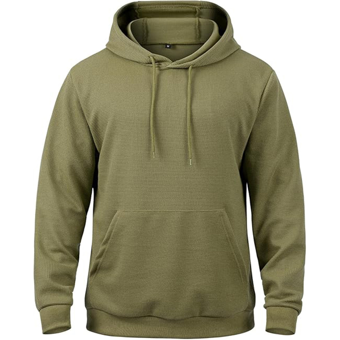 MANSDOUR Men's Casual Long Sleeve Waffle Knit Hoodie: Drawstring Pullover Sweatshirt with Pocket