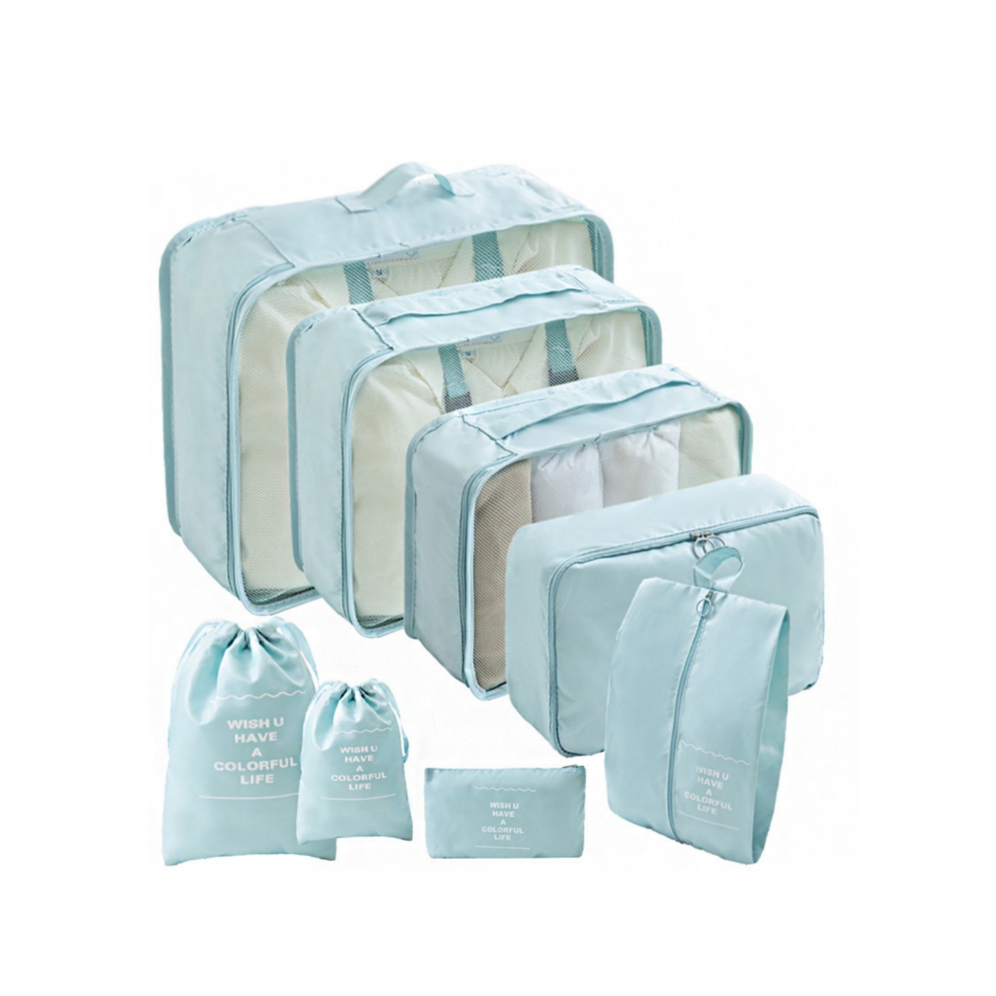 8-Piece Travel Storage Set: Includes Multifunctional Bags for Clothing Organization and Digital Storage Pouches