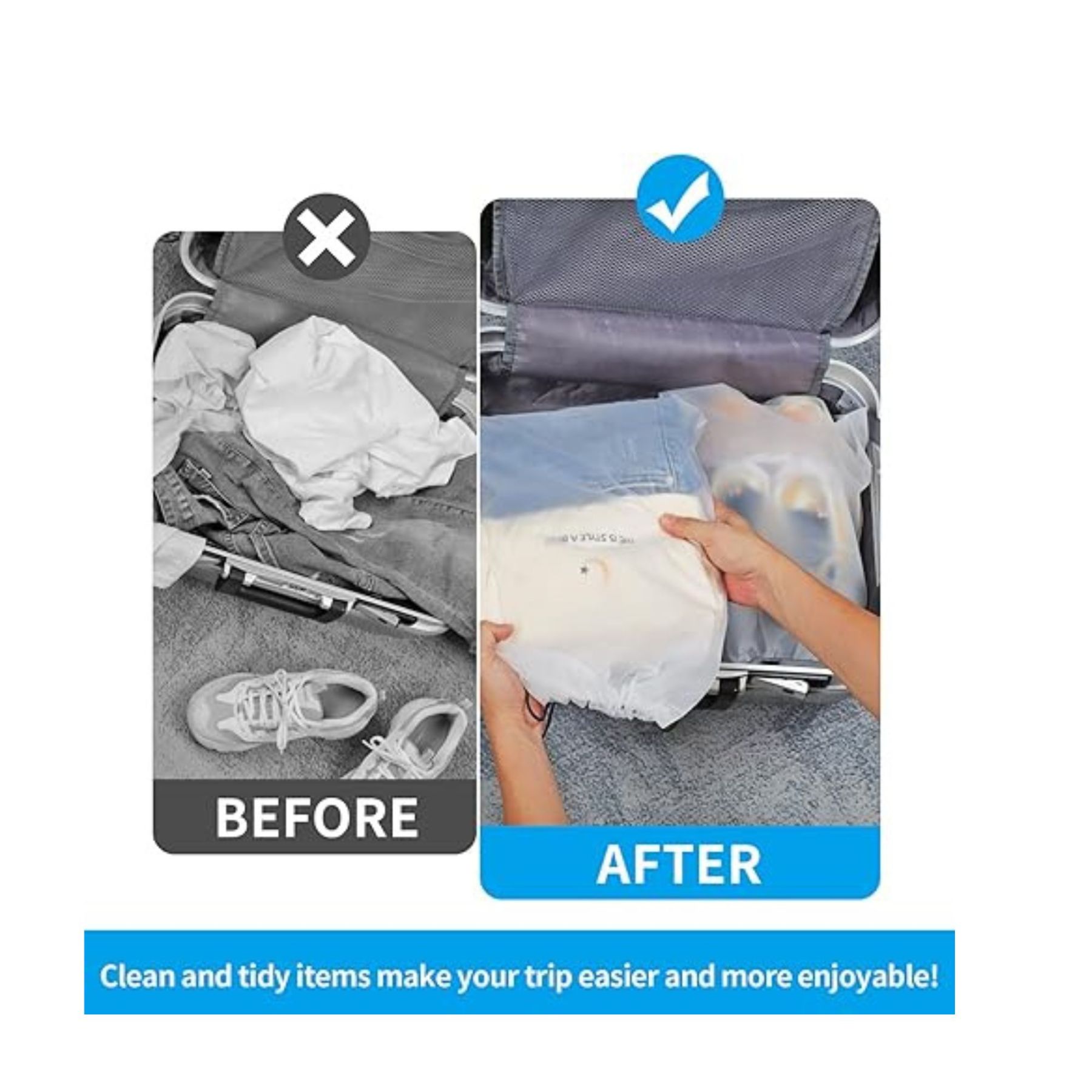 Non-Woven Travel Shoe Pouch with Drawstring and Clear Window