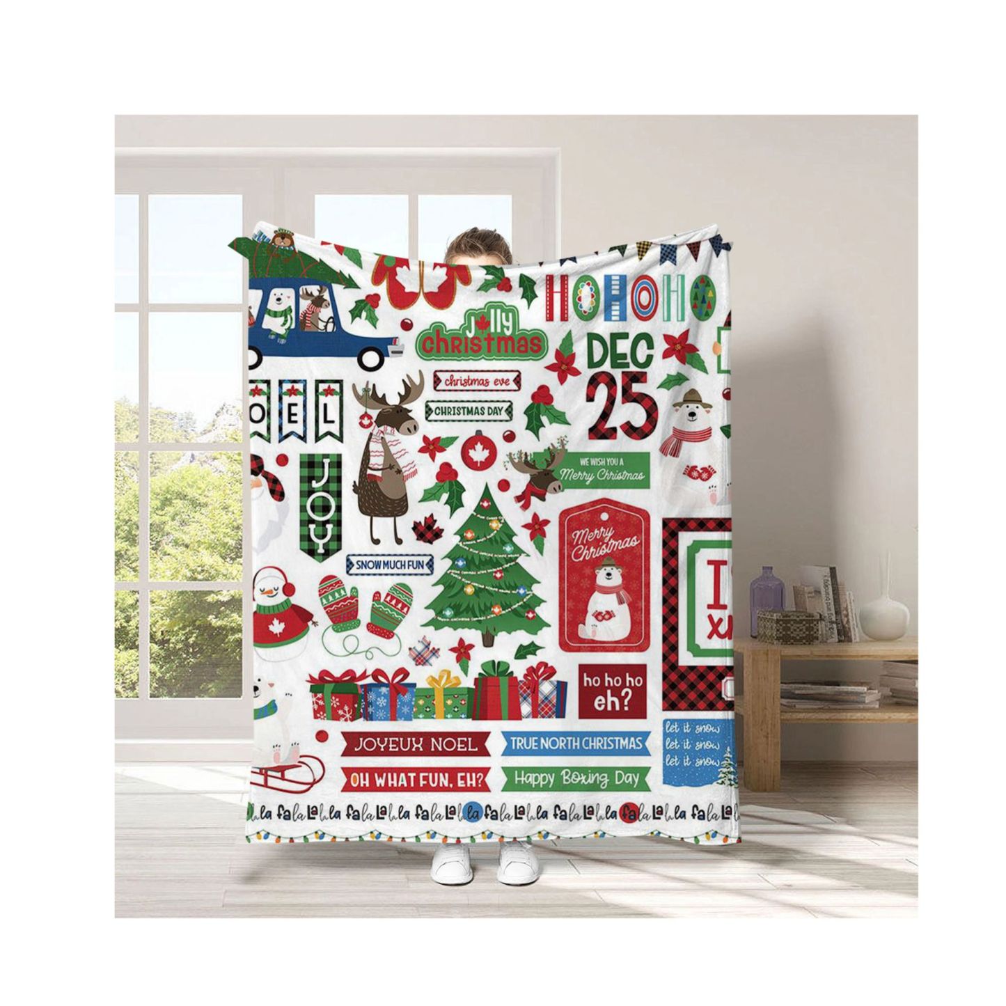 Cartoon Home Flannel Blanket: A Festive Christmas Gift for Cozy Celebrations