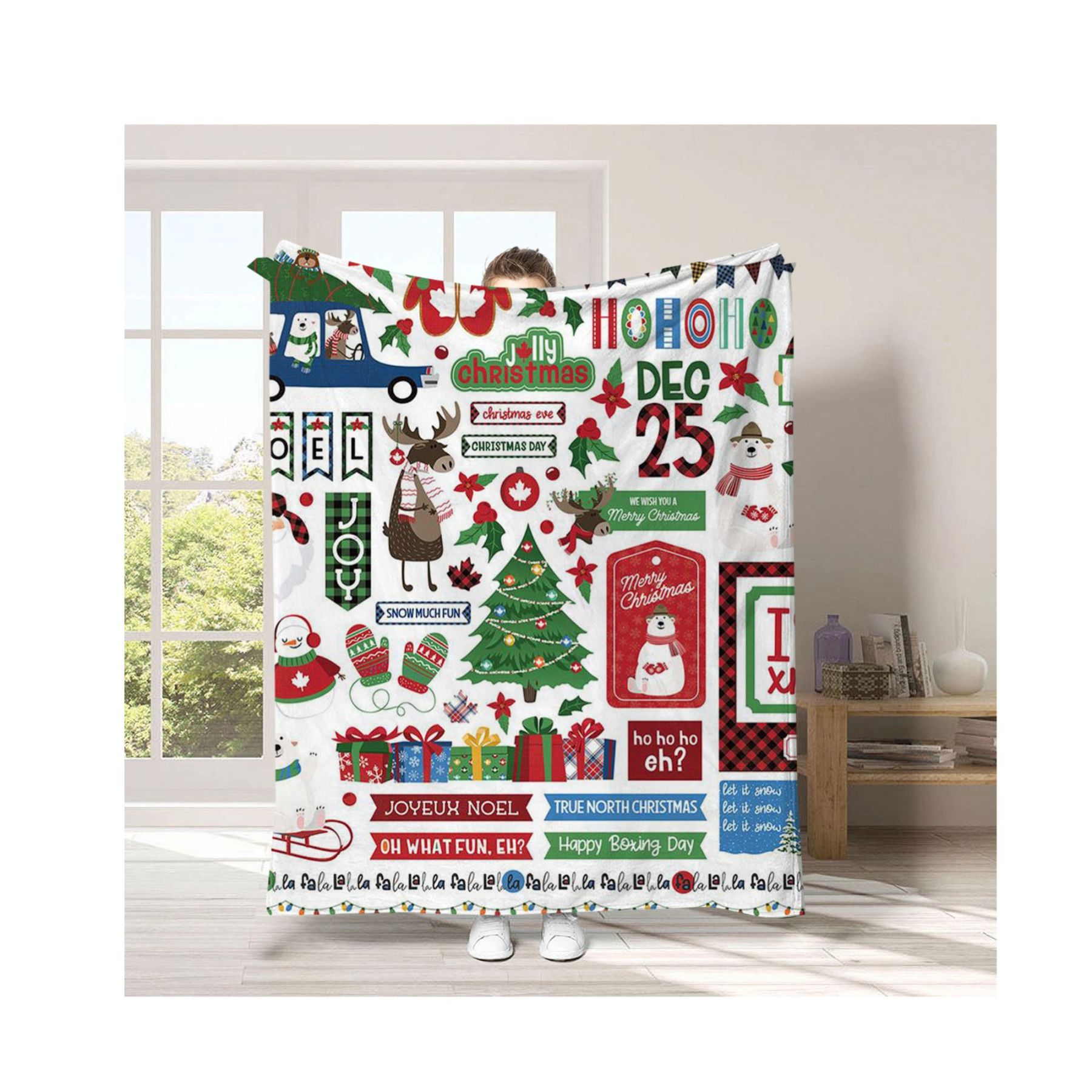 Cartoon Home Flannel Blanket: A Festive Christmas Gift for Cozy Celebrations