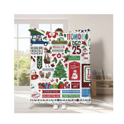 Cartoon Home Flannel Blanket: A Festive Christmas Gift for Cozy Celebrations
