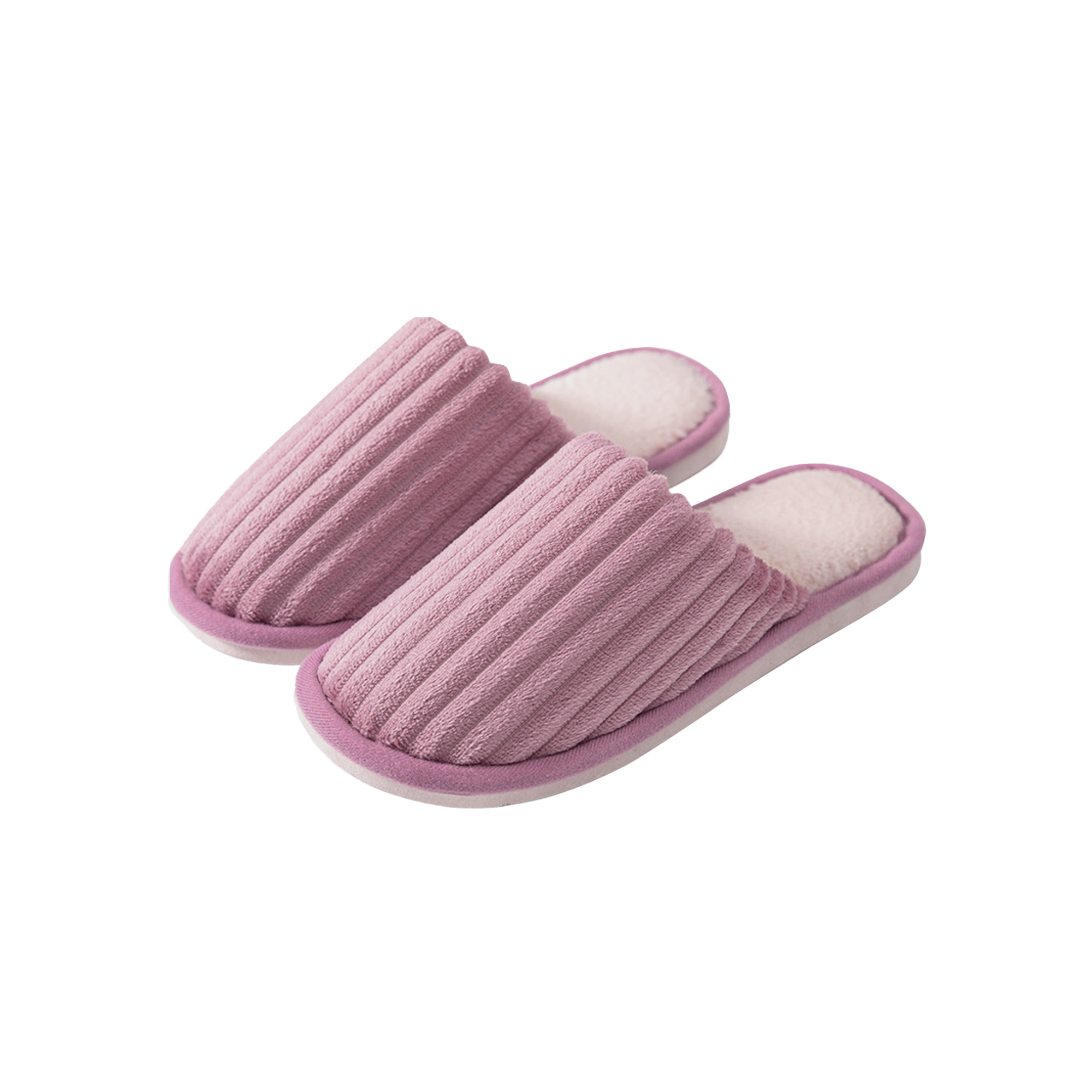 Plush Unisex Striped Cotton Slippers