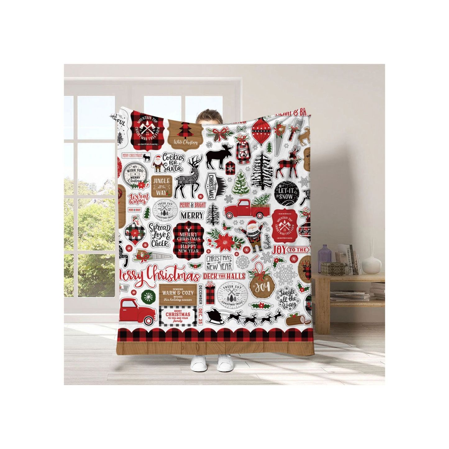 Cartoon Home Flannel Blanket: A Festive Christmas Gift for Cozy Celebrations