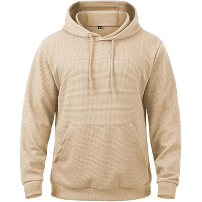 MANSDOUR Men's Casual Long Sleeve Waffle Knit Hoodie: Drawstring Pullover Sweatshirt with Pocket
