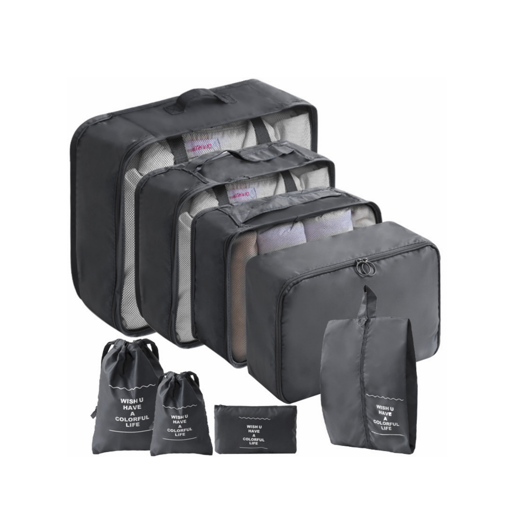 8-Piece Travel Storage Set: Includes Multifunctional Bags for Clothing Organization and Digital Storage Pouches