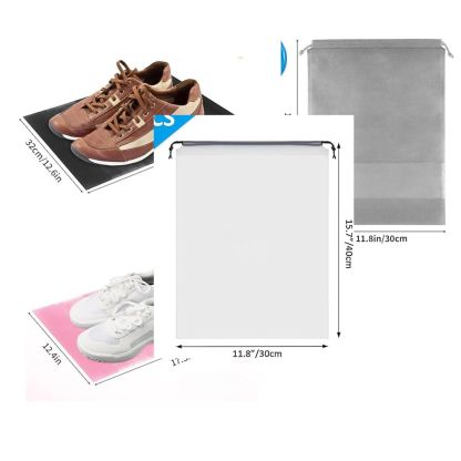 Non-Woven Travel Shoe Pouch with Drawstring and Clear Window