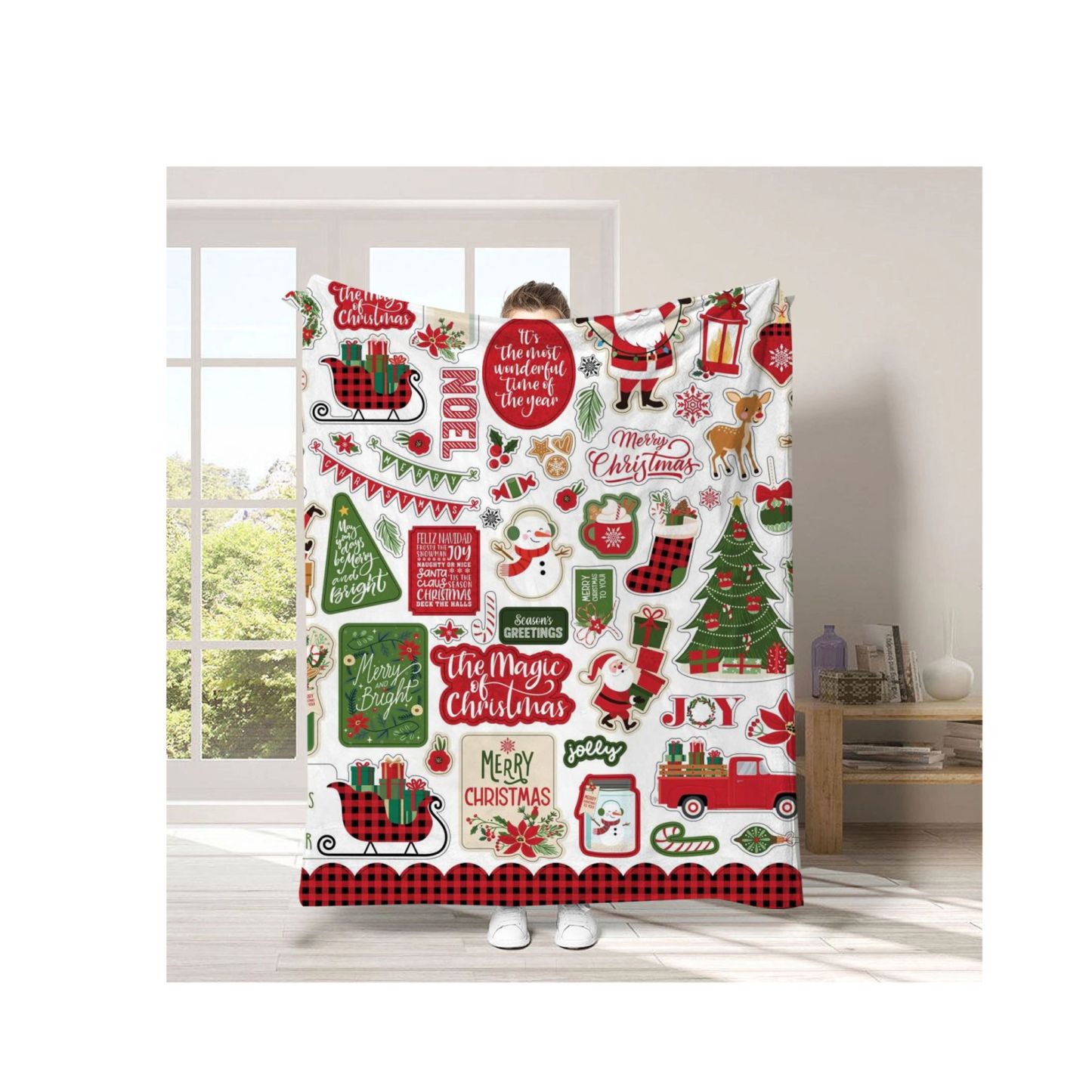 Cartoon Home Flannel Blanket: A Festive Christmas Gift for Cozy Celebrations