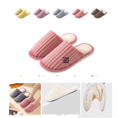 Plush Unisex Striped Cotton Slippers