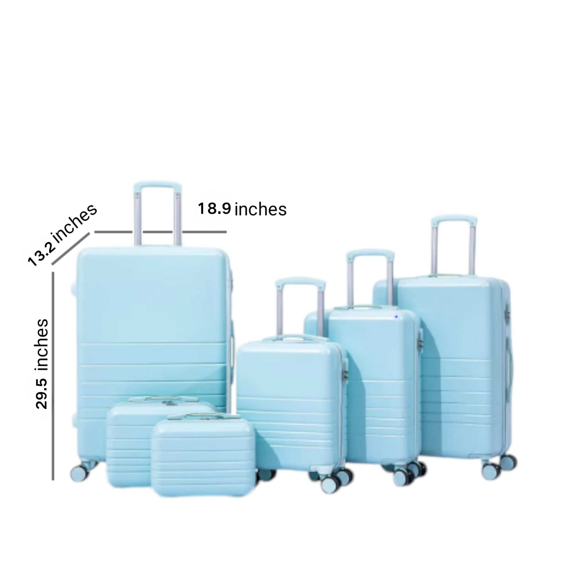  Custom ABS Carry-On Luggage Set, 6-Piece Hardshell Travel Bags with Spinner Wheels.                                  