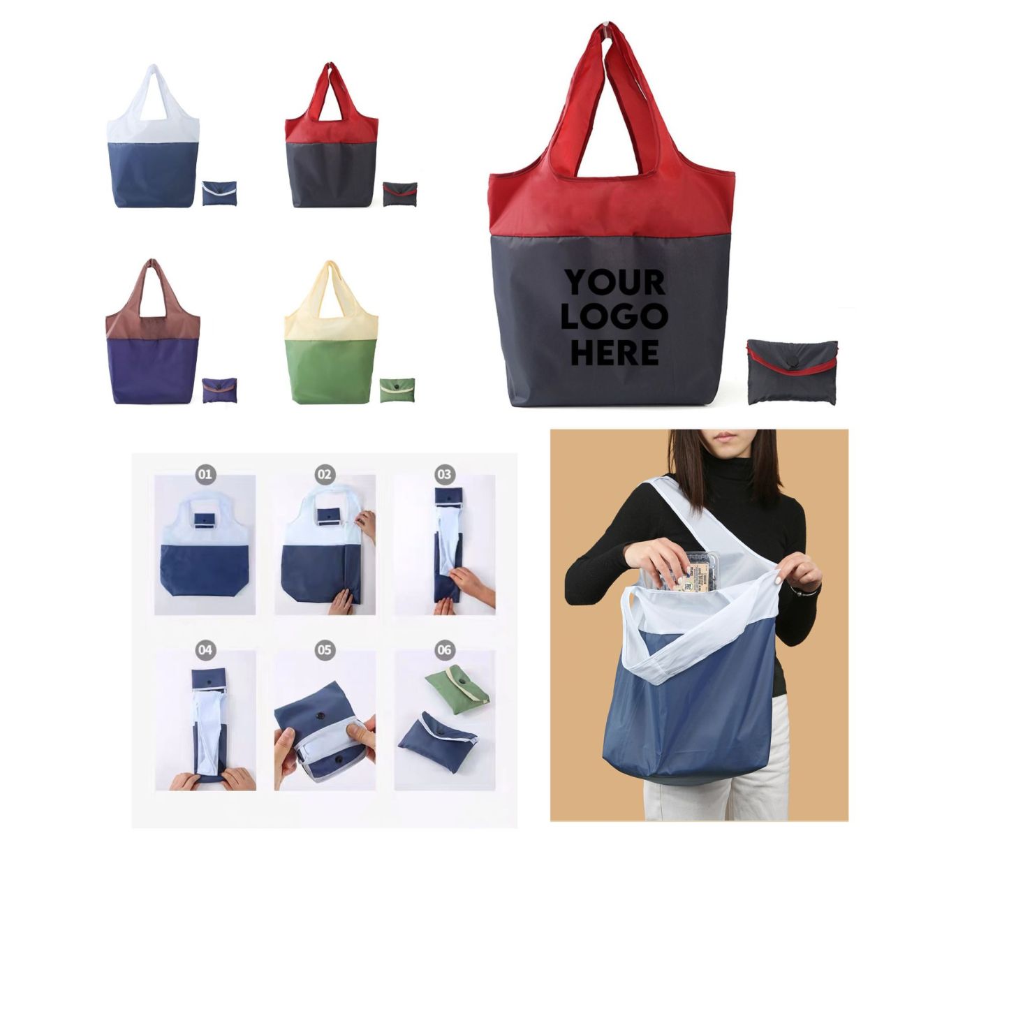 Recyclable Nylon Collapsible Tote Bag