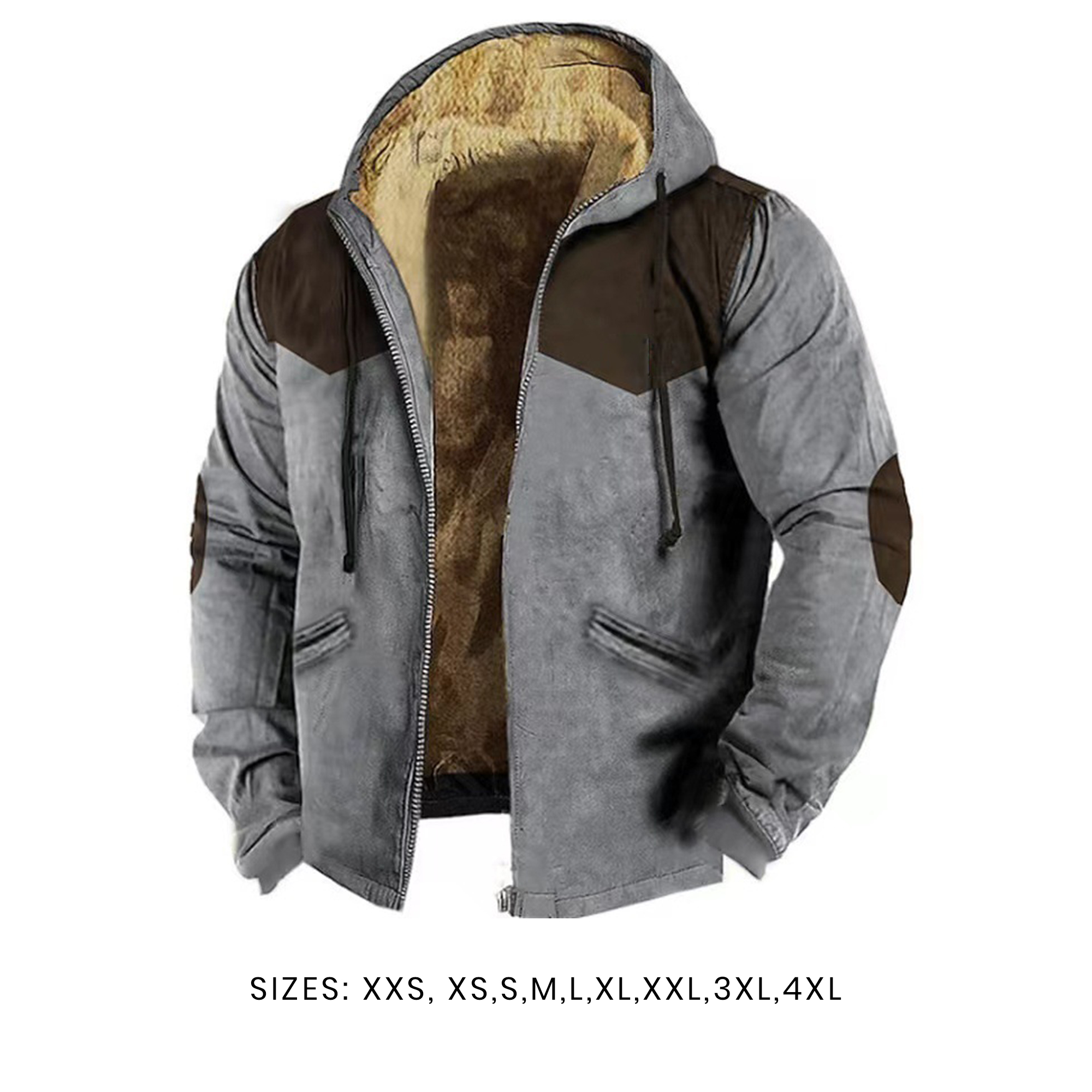 Cross-border independent site new winter men's hooded printed sweatshirt: versatile loose fleece-lined thick zip jacket