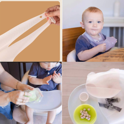 "Silicone Baby Feeding Bib – Food Catcher Pocket, "
