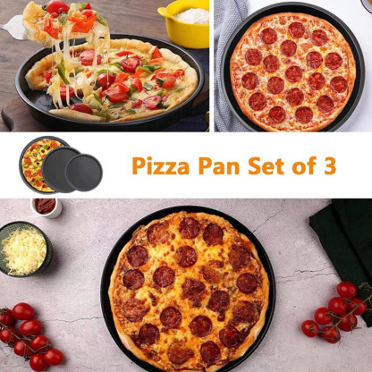 Heavy-Duty Carbon Steel Pizza Pan Set – Sturdy carbon steel construction, non-stick surface, effortless food release and quick cleanup