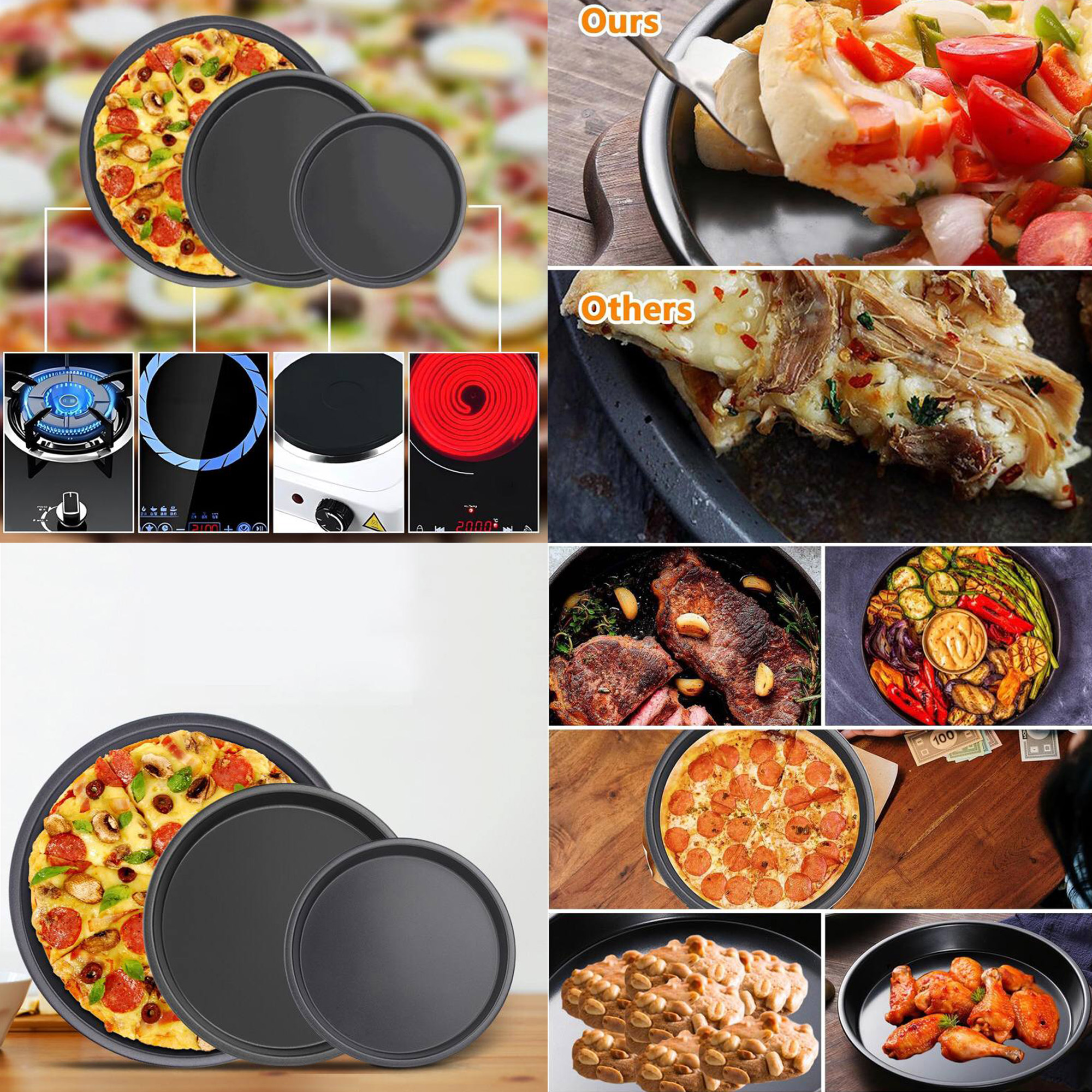 Heavy-Duty Carbon Steel Pizza Pan Set – Sturdy carbon steel construction, non-stick surface, effortless food release and quick cleanup