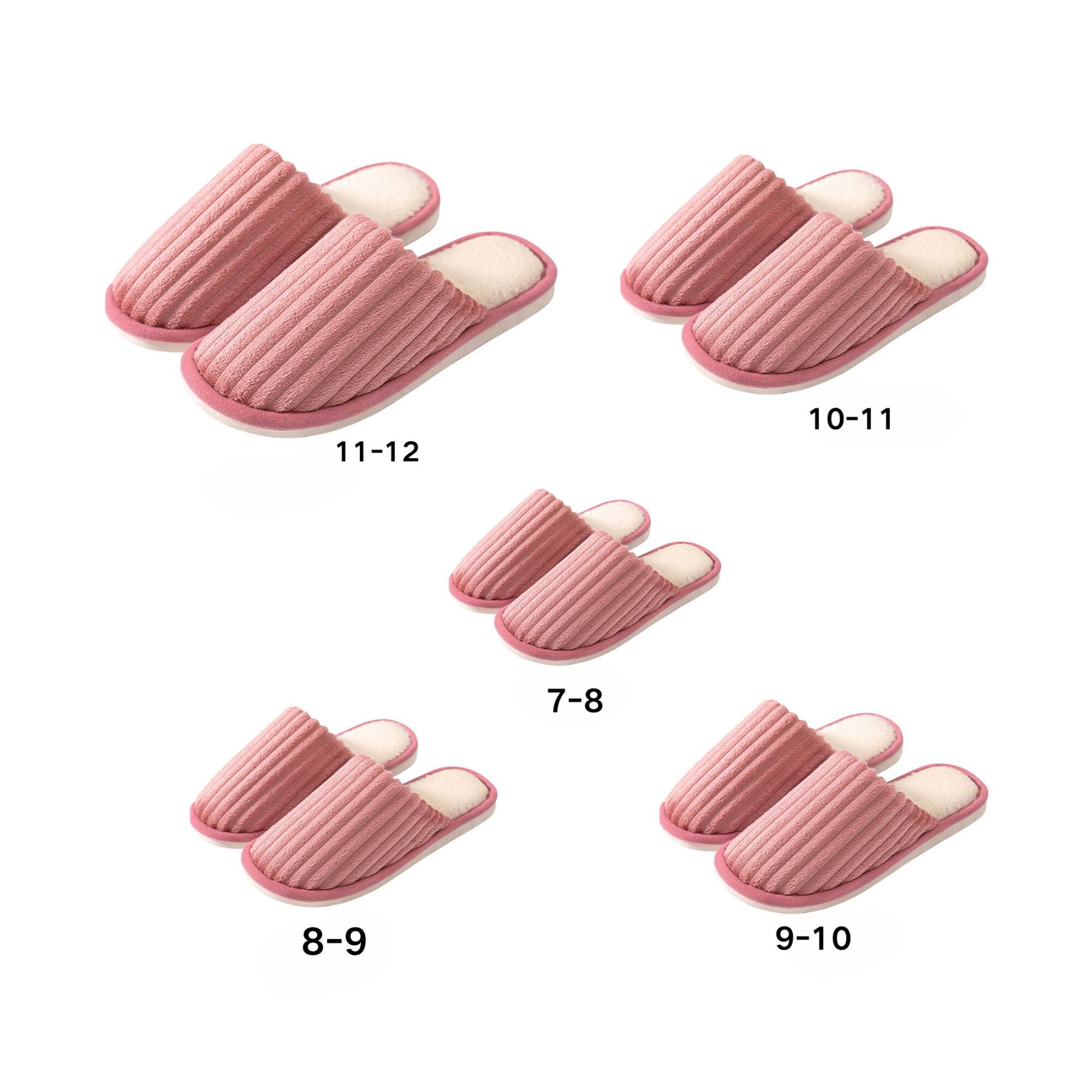 Plush Unisex Striped Cotton Slippers
