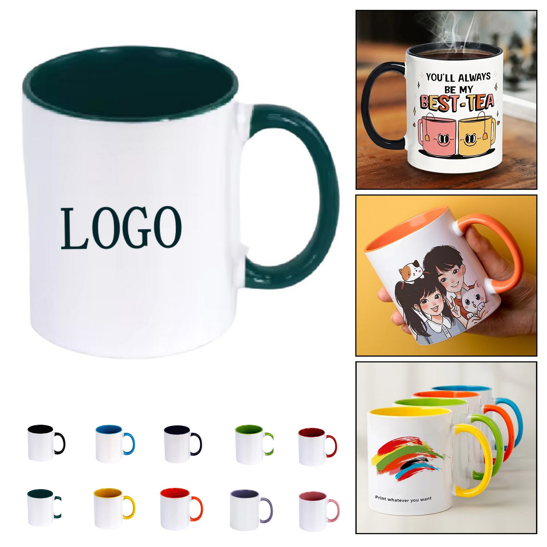 12 oz Custom Logo Ceramic Mugs