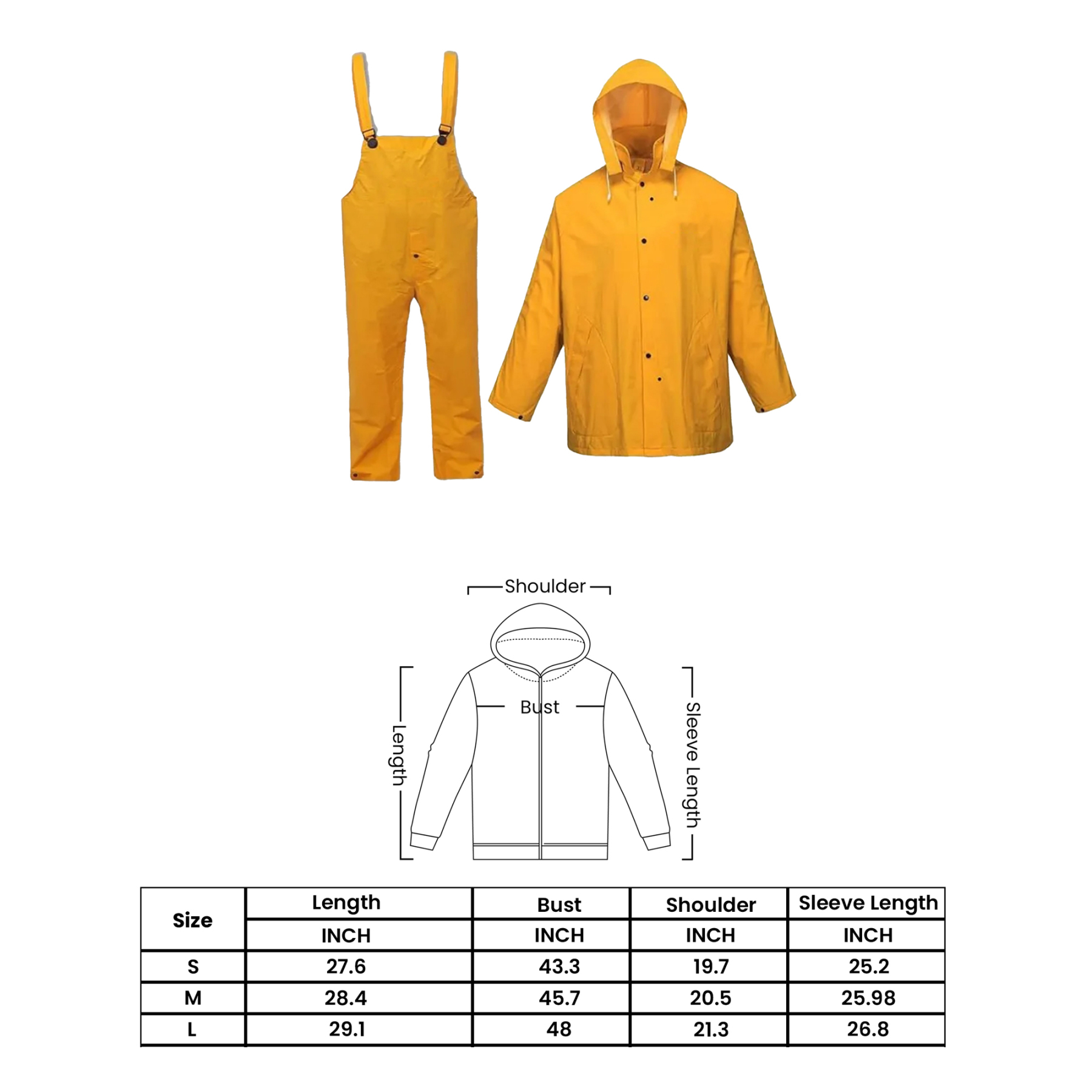 Working Construction Raincoat for Men: Heavy-Duty Waterproof Jacket with Bib Overall Designl 