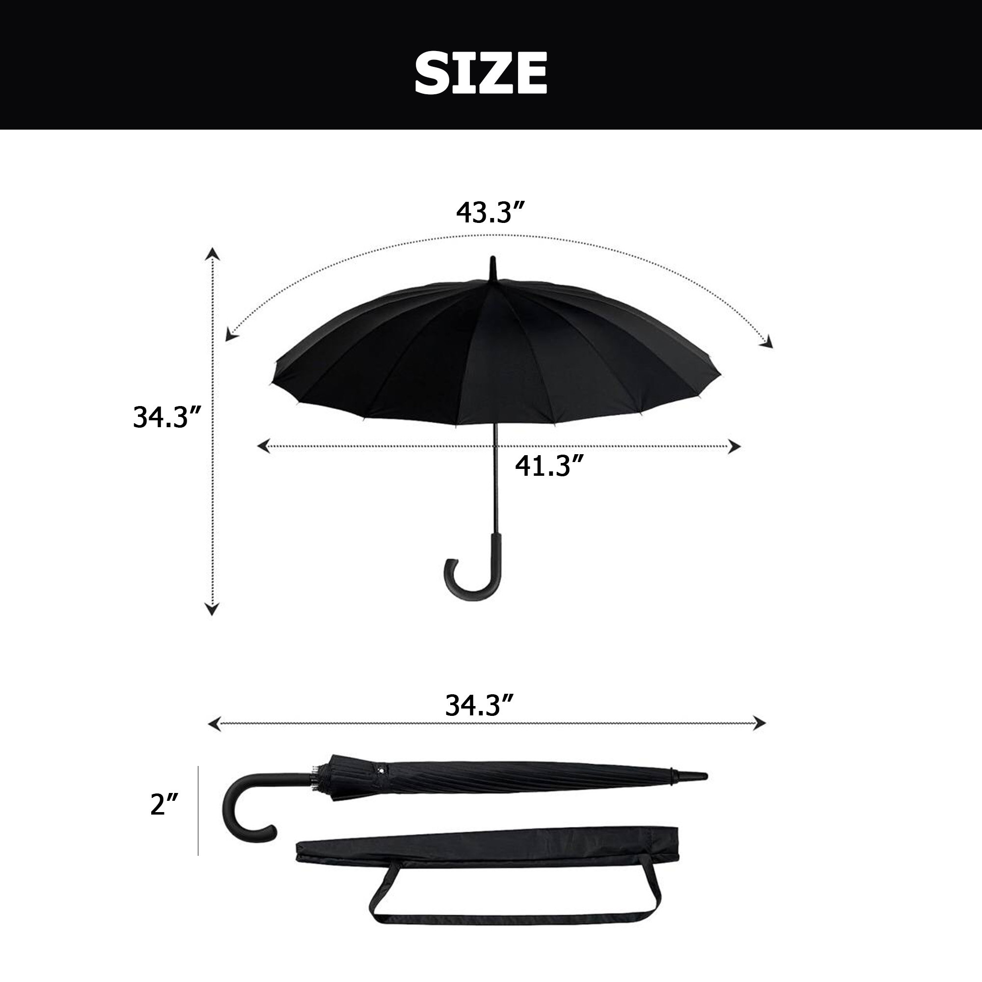 Heavy-Duty Unisex Folding Umbrella – Jumbo Size, Multi-Purpose 