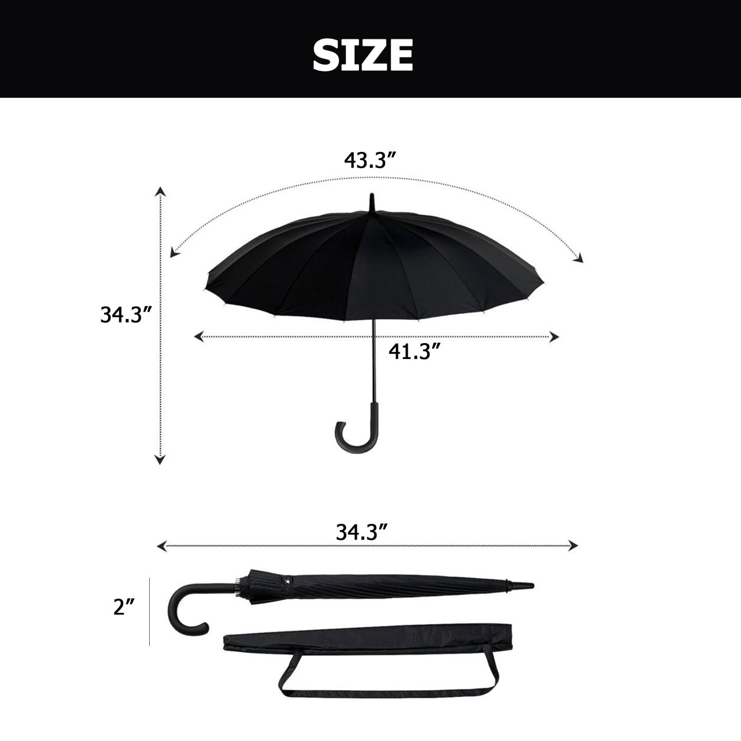 Heavy-Duty Unisex Folding Umbrella – Jumbo Size, Multi-Purpose 