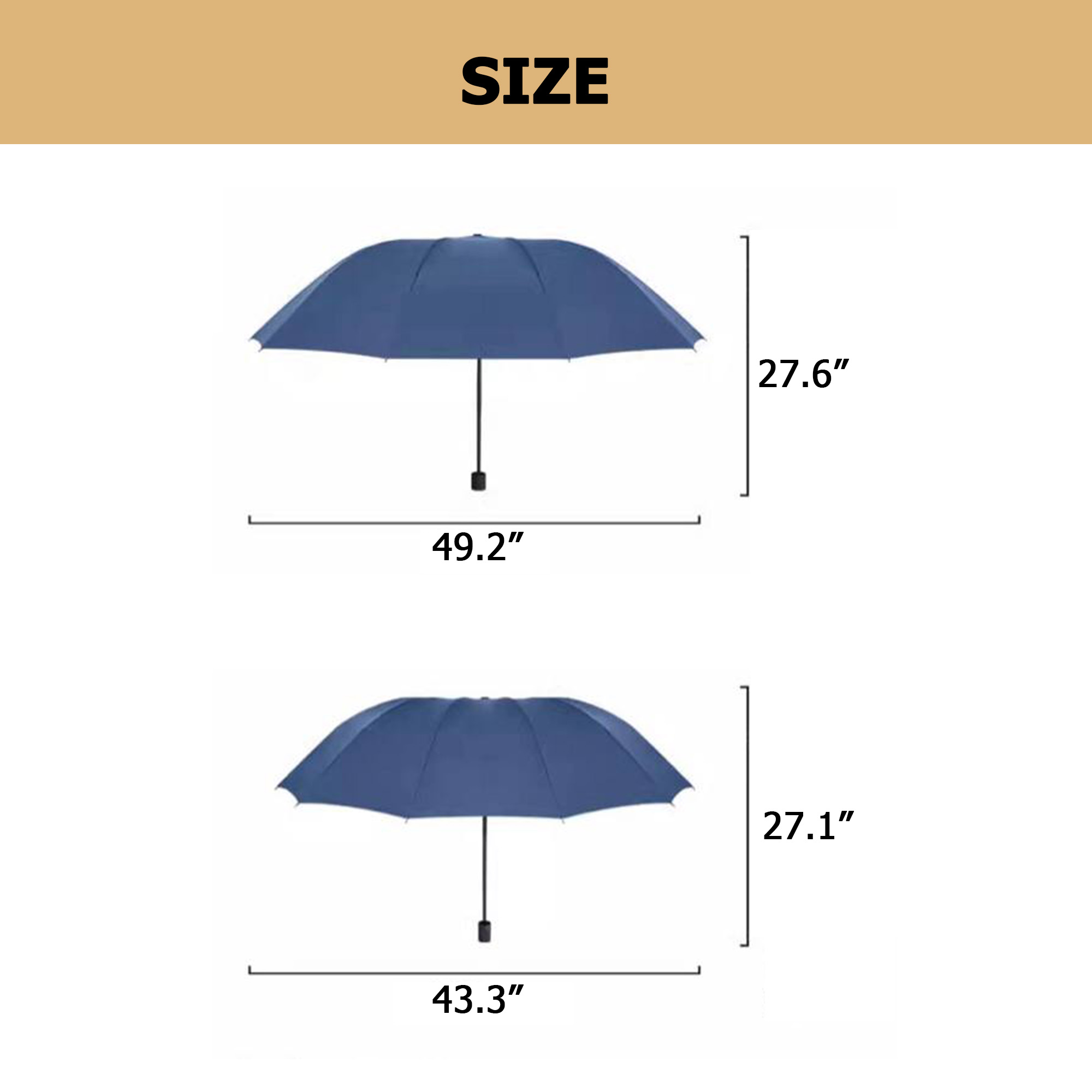 Oversized Compact Umbrella – Big Canopy, Dual Purpose