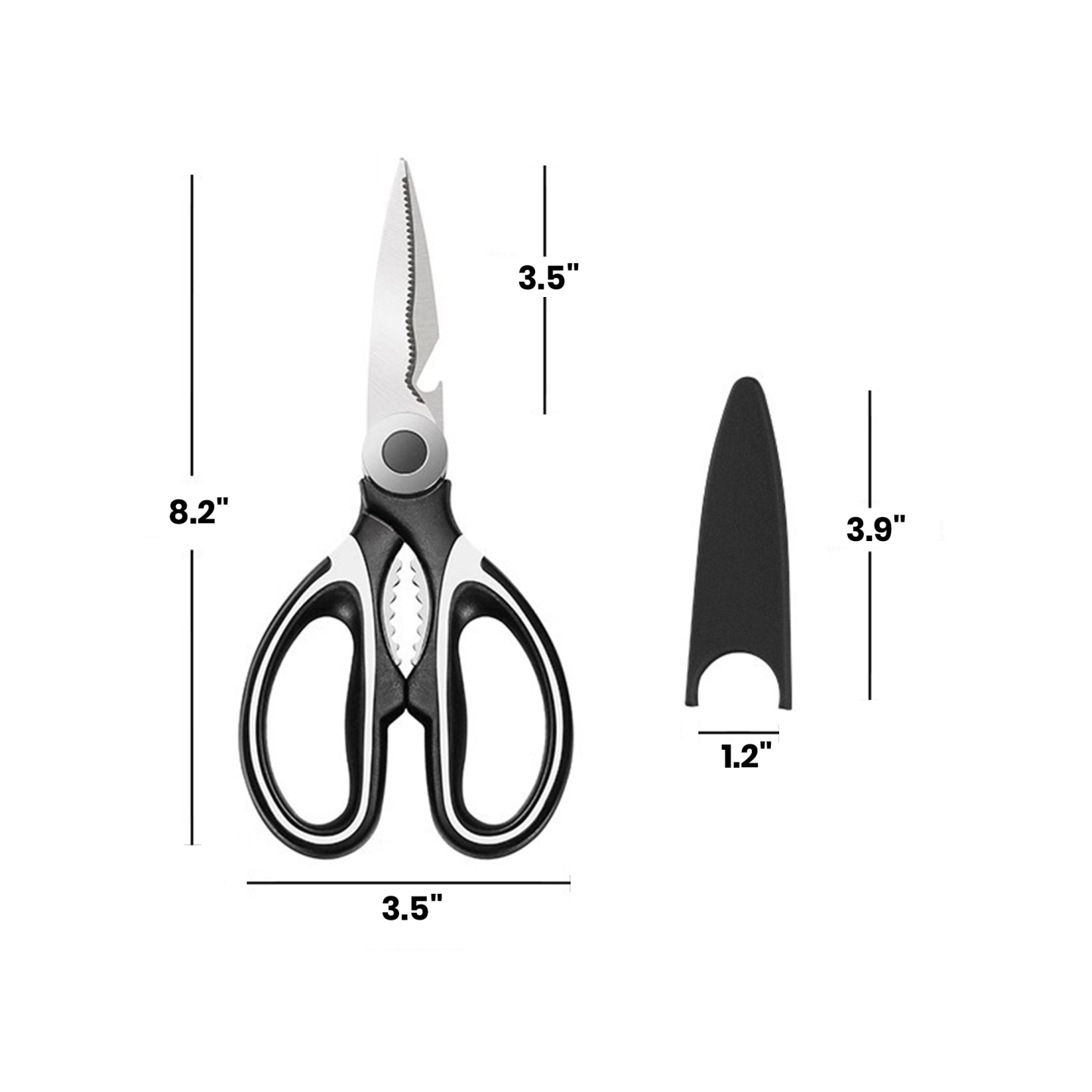 Versatile Household Kitchen Shears – Ideal for fish cleaning, vegetable chopping, and cutting through BBQ poultry bones, crafted from heavy-duty stainless steel for long-lasting use
