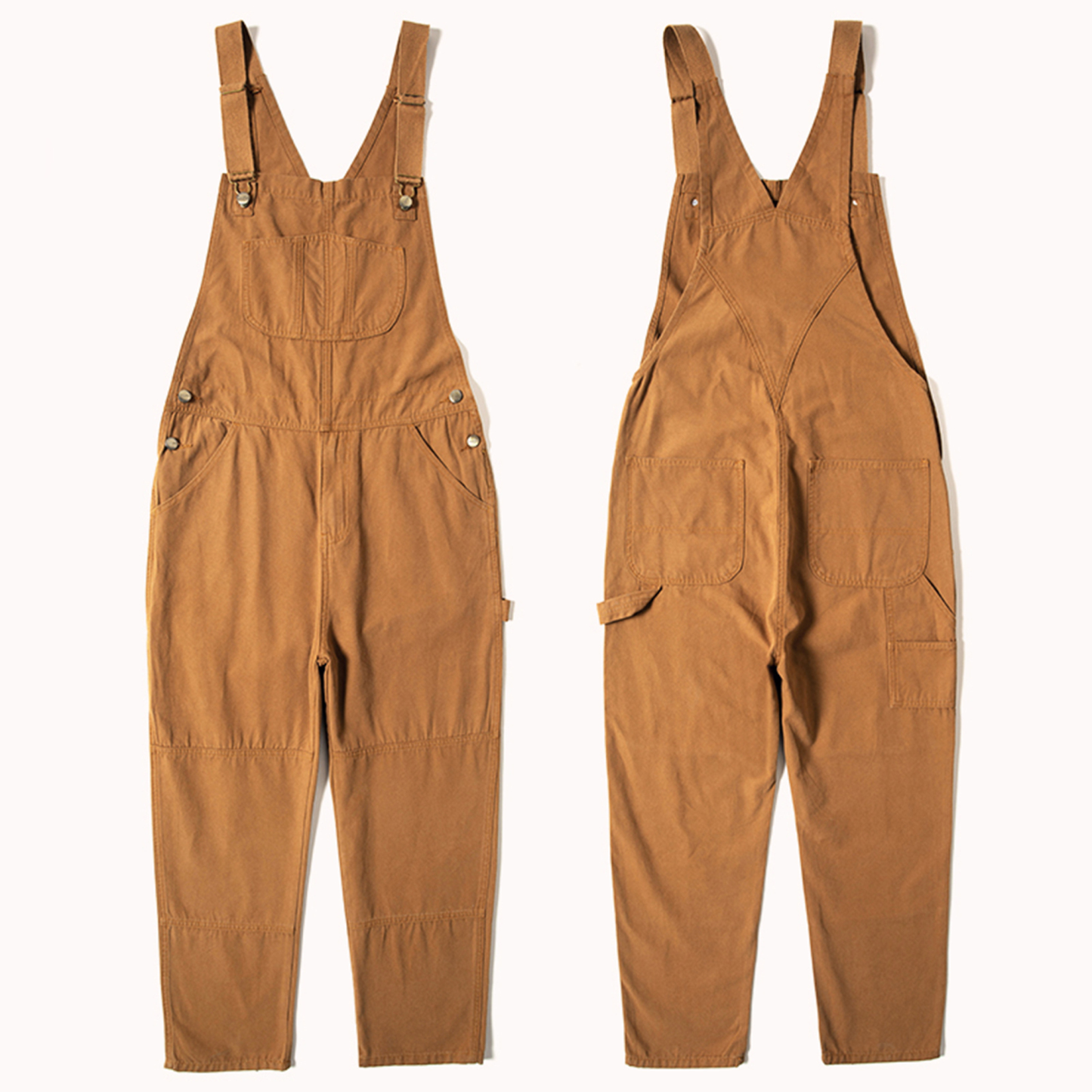  New European and American Unisex Denim Overalls: Loose Straight-Leg Couple Suspender Workwear for Spring & Autumn