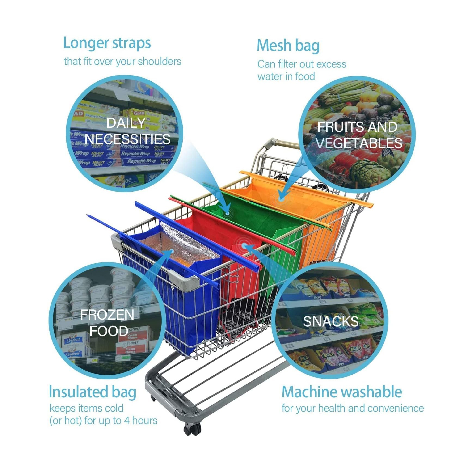 Grocery Trolley Mesh Carry Ba
