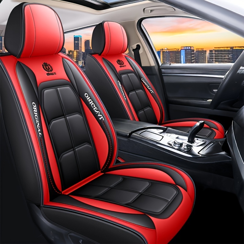 Universalus automobilio sėdynės užvalkalas PU odinis sėdynės užvalkalas sėdynės pagalvėlė sėdynės apsauga tinka automobiliams SUV automobilių priedai (pilnas 5 sėdynių komplektas)