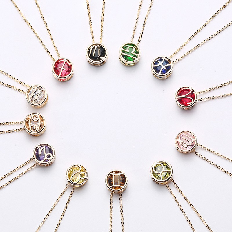 🌟🌈 Colar exclusivo do signo do zodíaco em ouro 18k com pedra de nascimento exclusiva ✨🎁 (unissex)