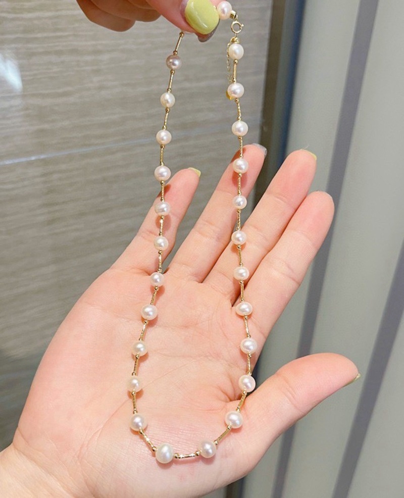 📿Gėlavandenių perlų karoliai 18k paauksuoti📿