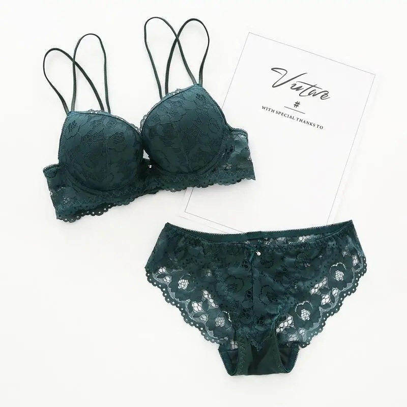 👙Nėrinių mergaičių seksualūs apatiniai moteriško grožio nugaros liemenėlės krūtis mažinantis liemenėlių komplektas