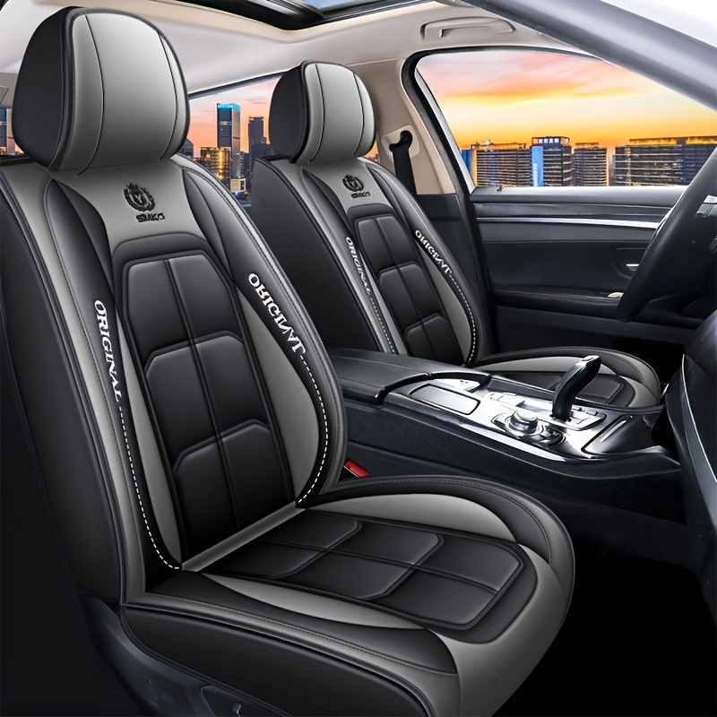 Universalus automobilio sėdynės užvalkalas PU odinis sėdynės užvalkalas sėdynės pagalvėlė sėdynės apsauga tinka automobiliams SUV automobilių priedai (pilnas 5 sėdynių komplektas)