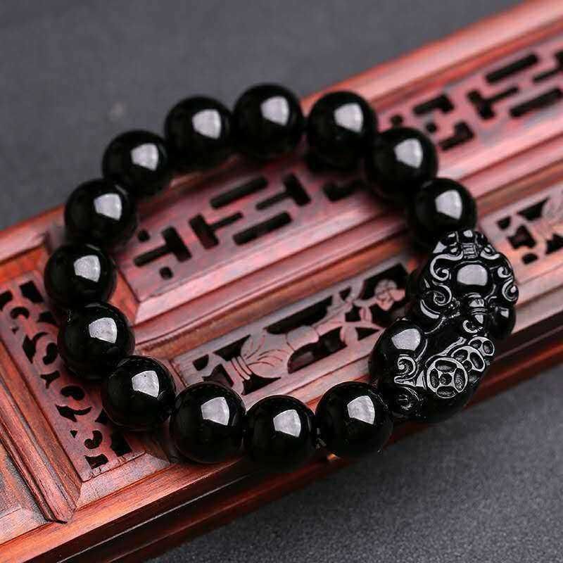 🔮Brățară Feng Shui Obsidian Wealth Femei Bărbați Cadou - Pixiu aduce noroc și prosperitate