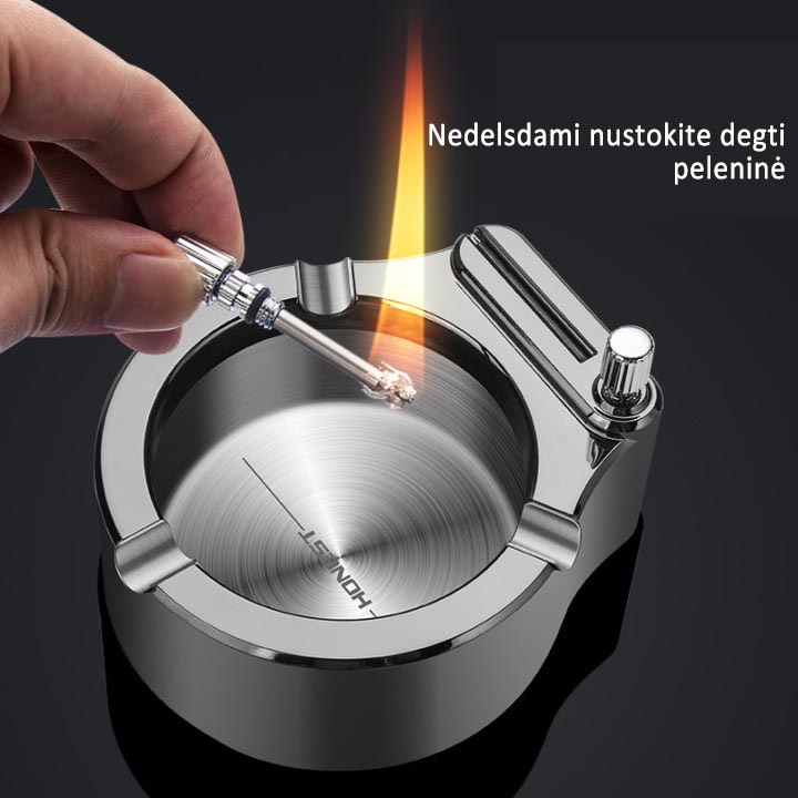 💥Retro metalinė peleninė su žiebtuvėliu🔥