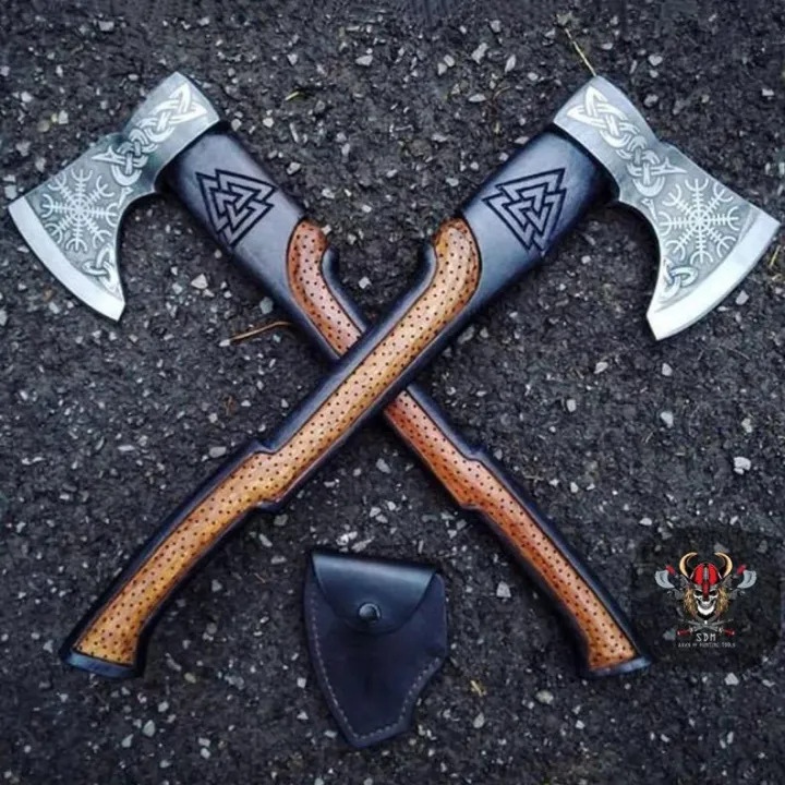 💥50% di sconto per un periodo limitato! 🪓Ascia vichinga in acciaio al carbonio fatta a mano, l'attrezzatura da esterno più venduta in Europa