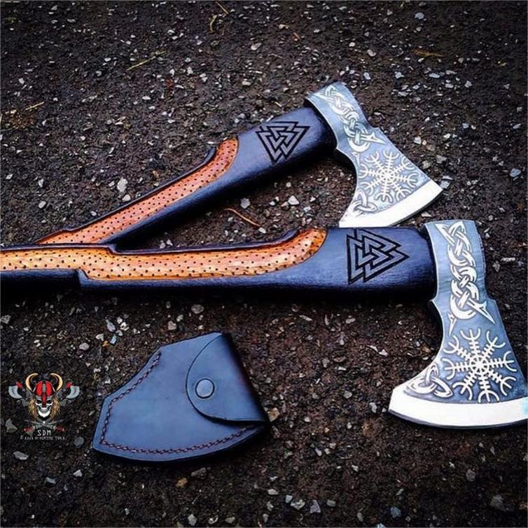 Topor viking din oțel carbon realizat manual, topor tactic, cel mai bun cadou pentru el,